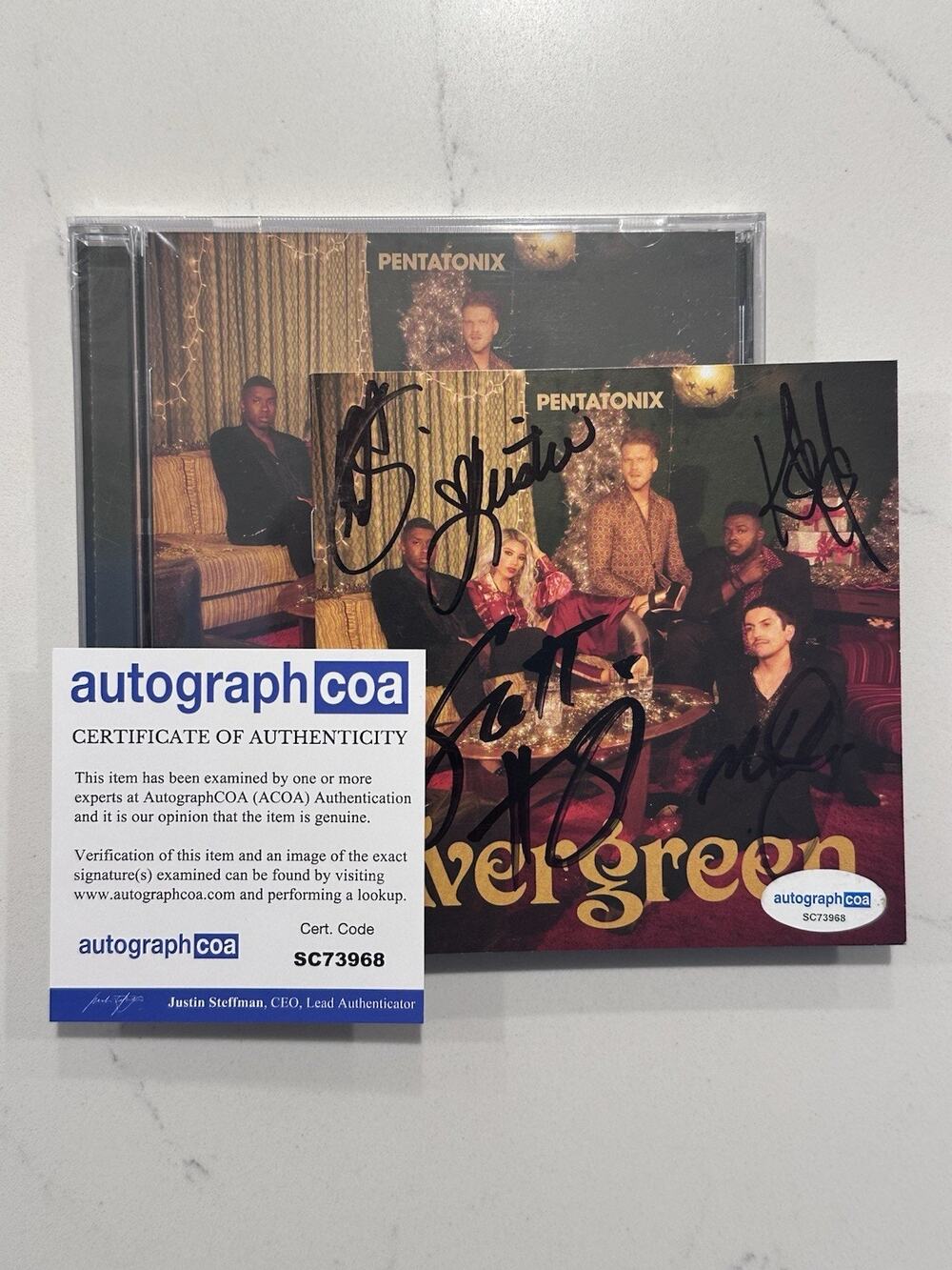 PENTATONIX SIGNED EVERGREEN CD Auto AUTOGRAPHED COA ACOA #4